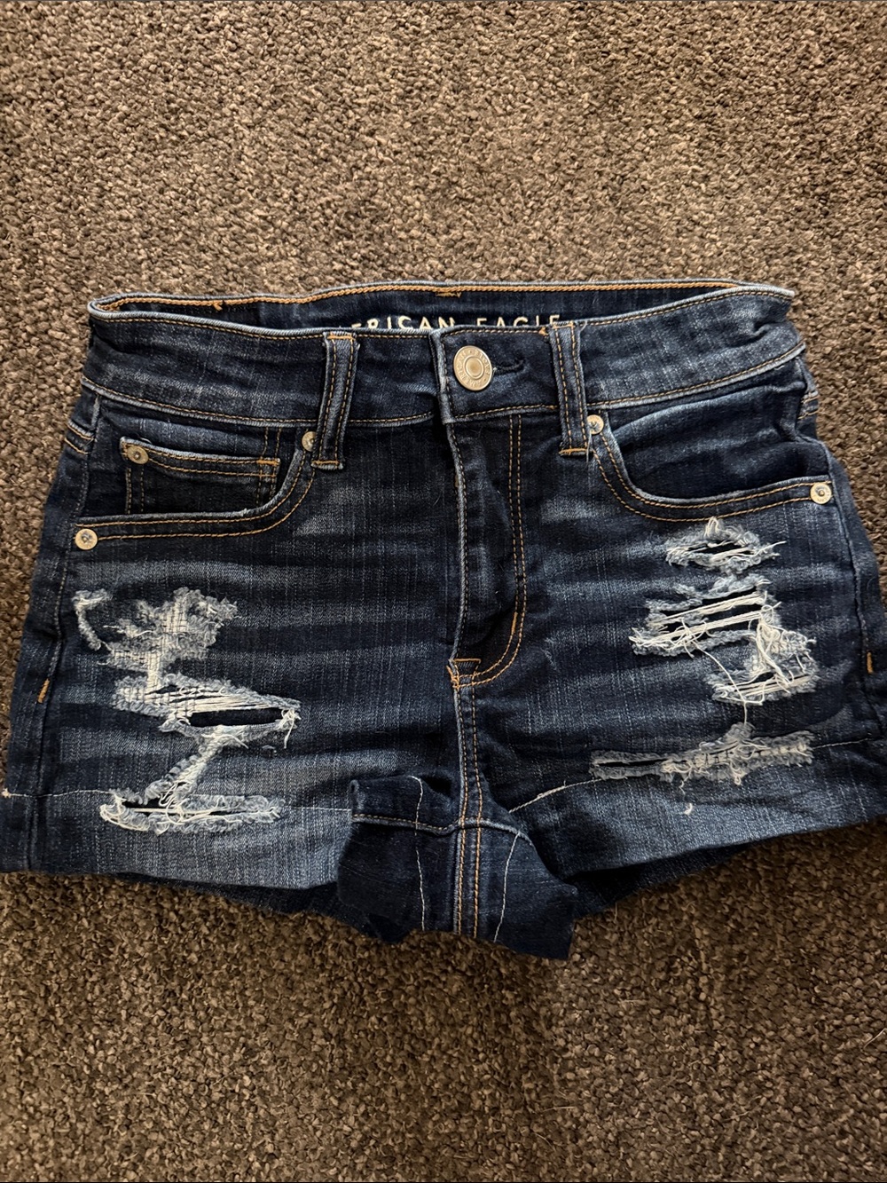 American Eagle Distressed Denim Jean Shorts Blue Size 0